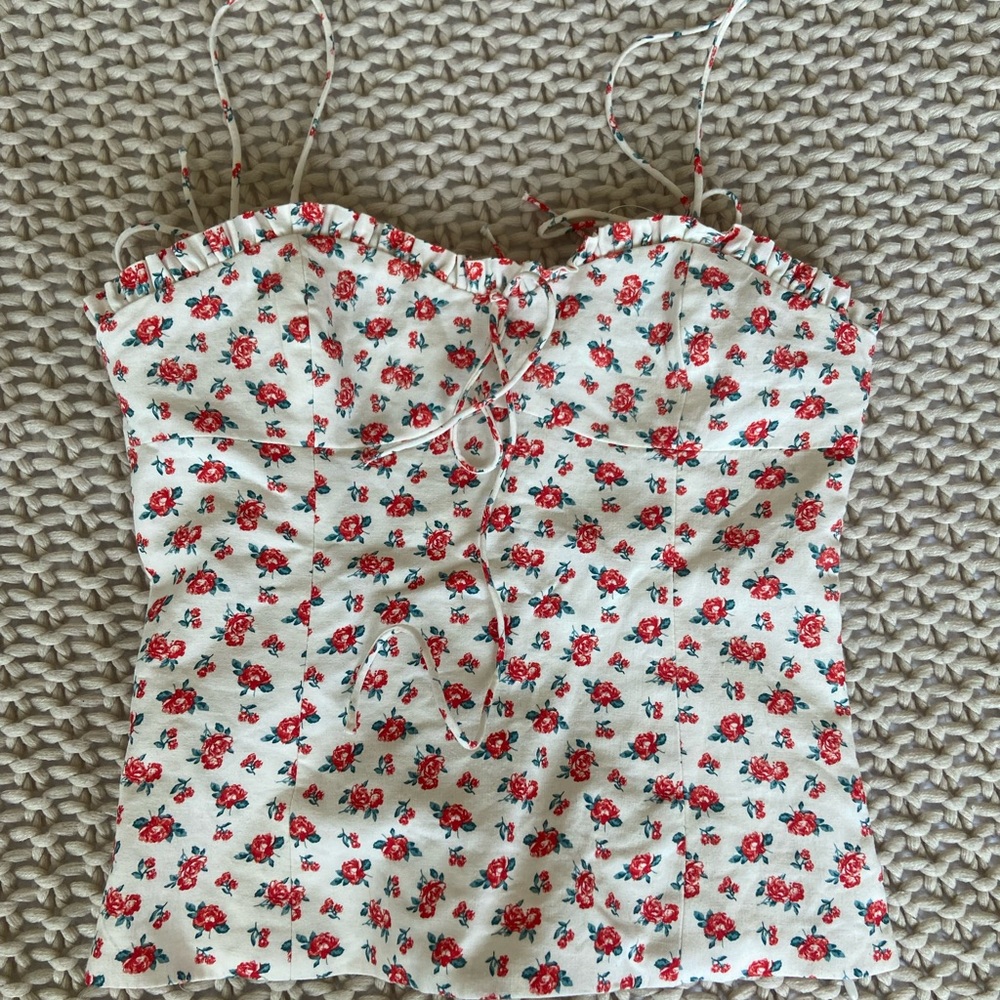 Zara Floral Corset Tank Top XS NWOT